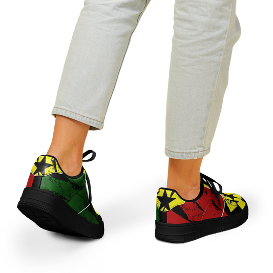 Women's Red Yellow Green and Black Stars Pattern All Over Print Urban Peak High Top Shoes