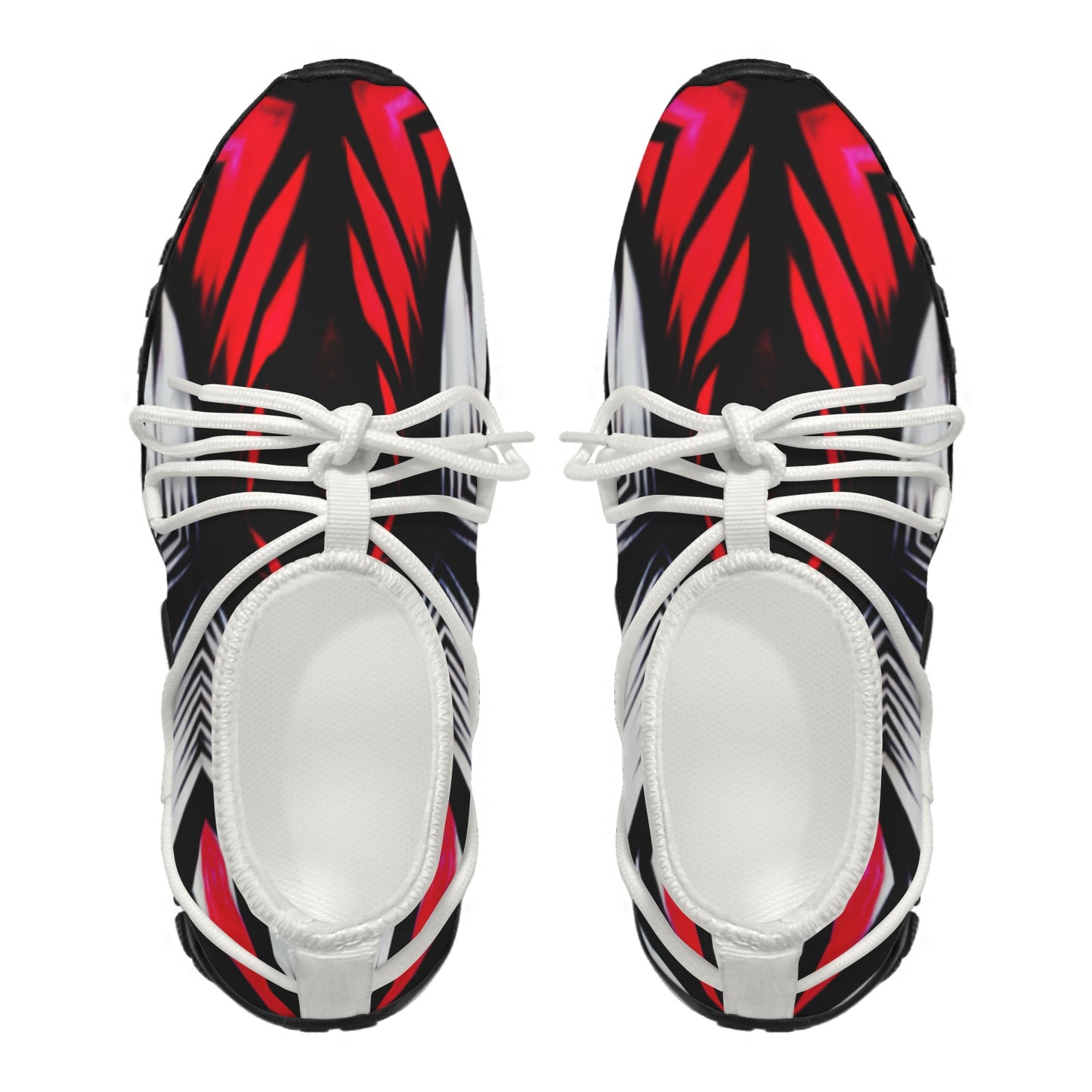 Women's Abstract Red, White & Black Pattern All-Over Print Outdoor Training Shoes