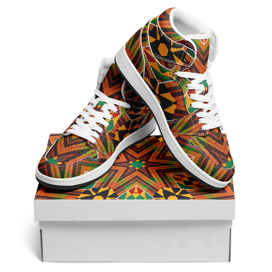 Men's Vibrant African Kente Geometric Pattern All-Over Print Motion High Top Shoes