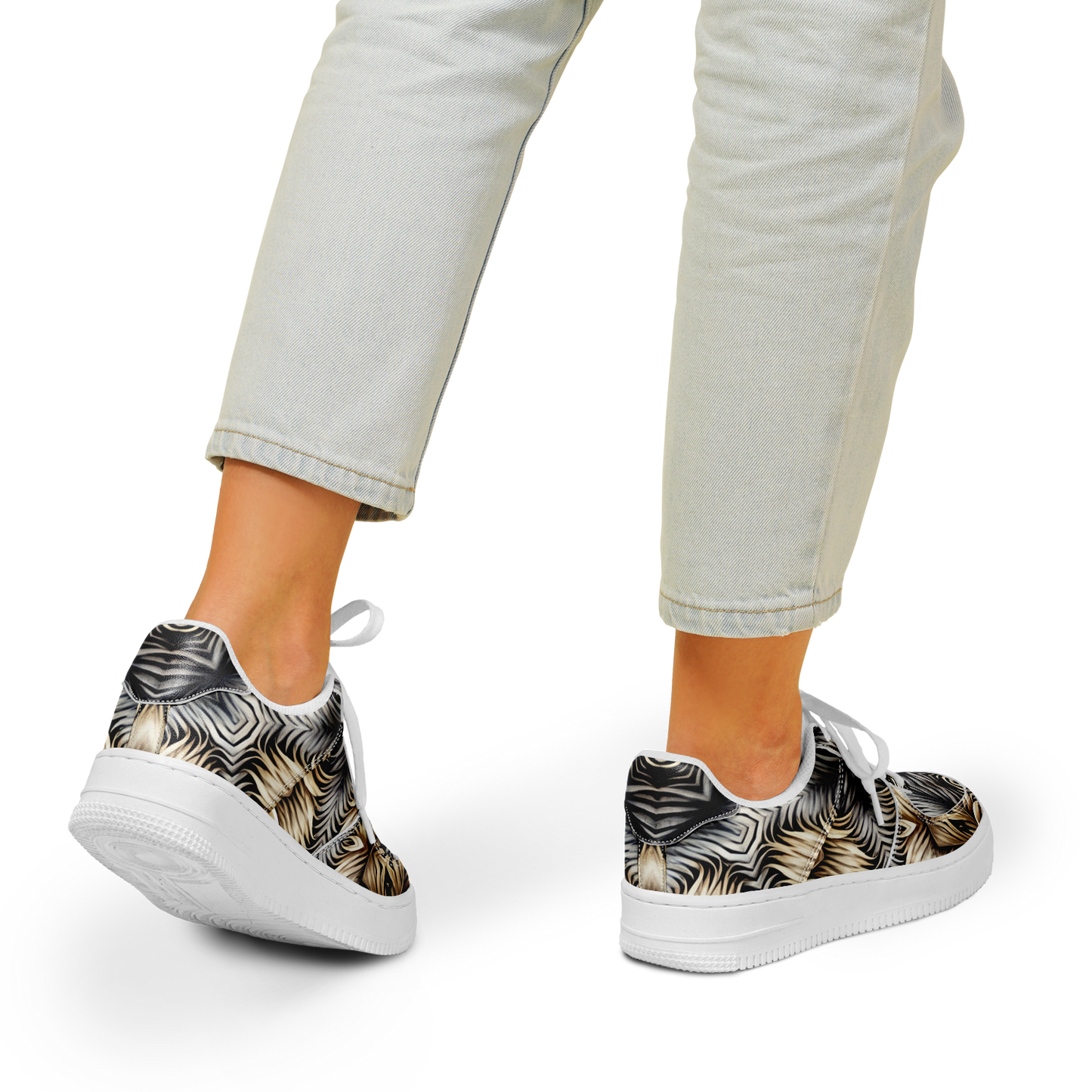 Women's Neutral Geometric Floral Pattern All Over print Core Low Shoes