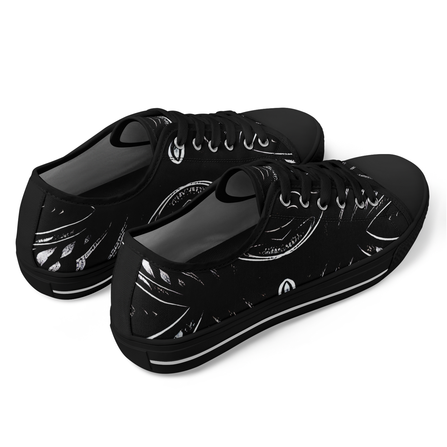 Women's Black & White Geometric All-Over Print Urban Peak Low Shoes
