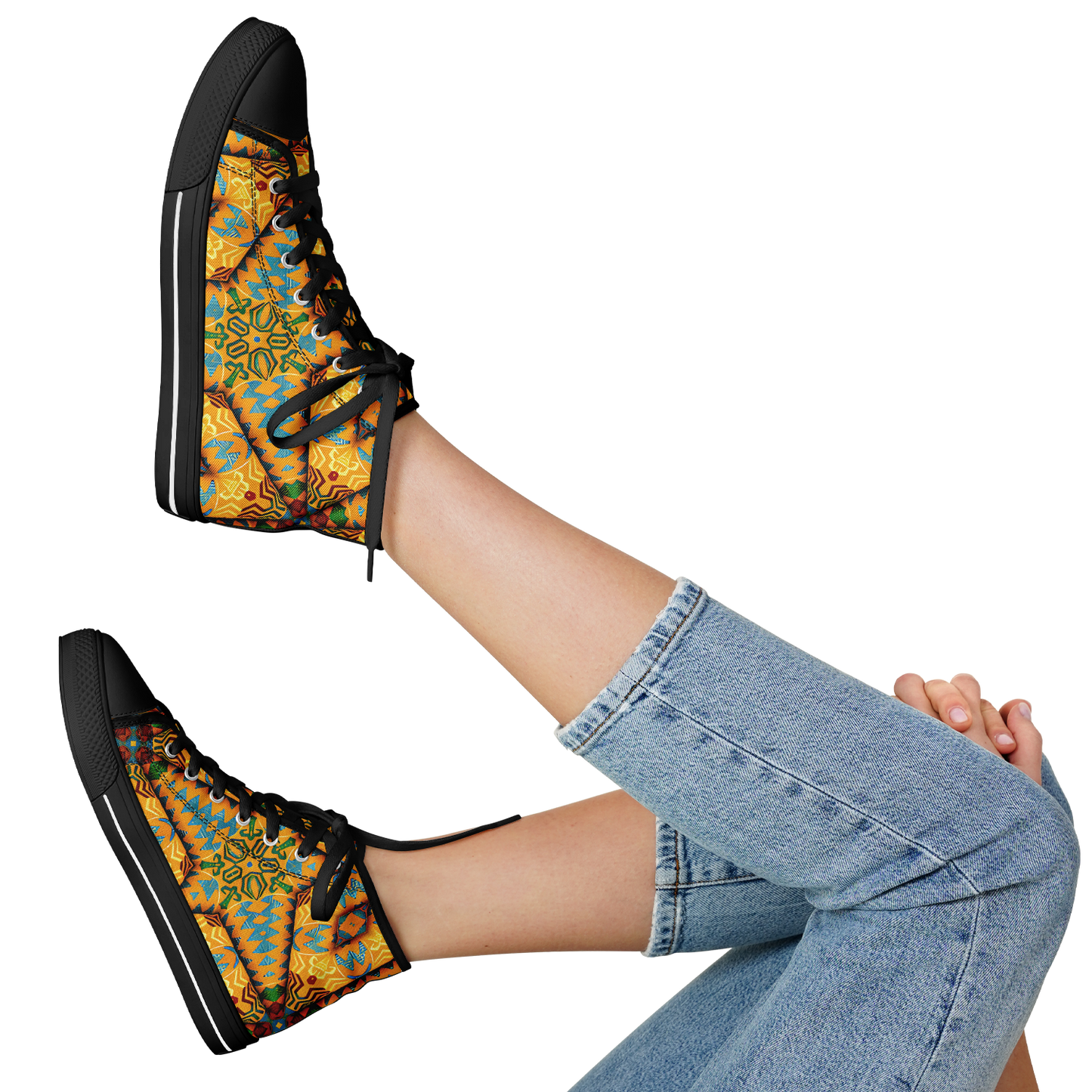 Women's Golden Geometric Mosaic Pattern Urban Peak High Top Shoes