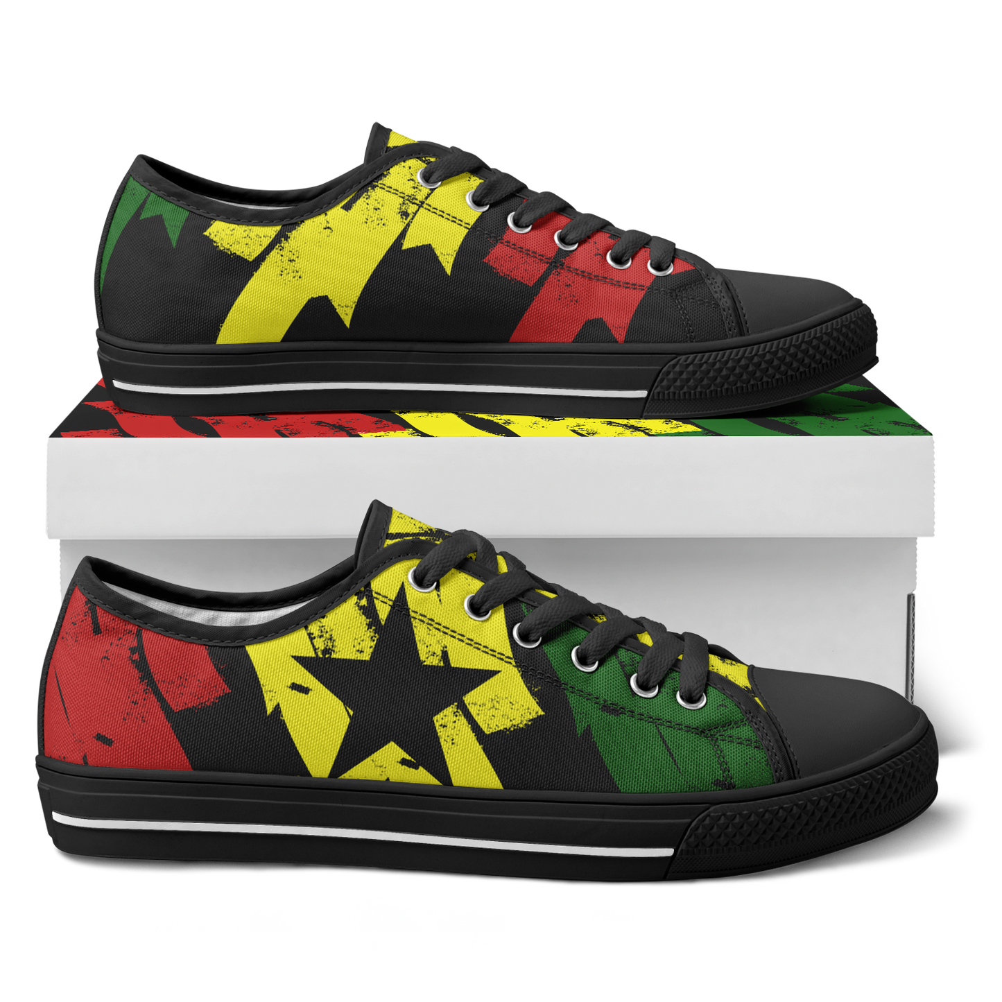 Women's Red Yellow Green and Black Stars Urban Peak Low Shoes