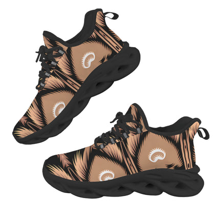 Women's Brown Geometric Pattern All-Over Print Twisted Sole Sneakers