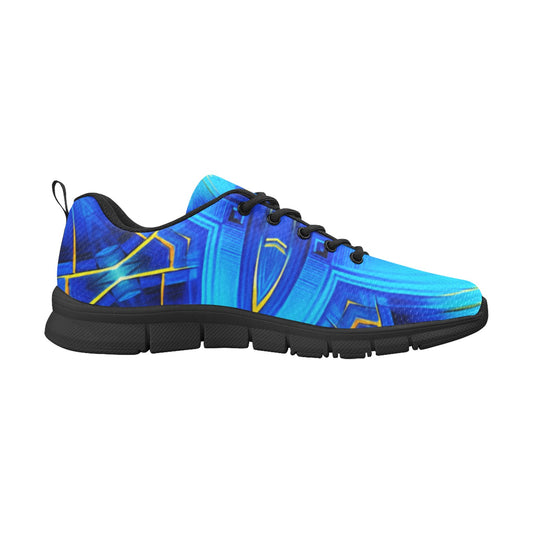 Men Vibrant Blue Geometric All-Over Print Breathable Running Shoes