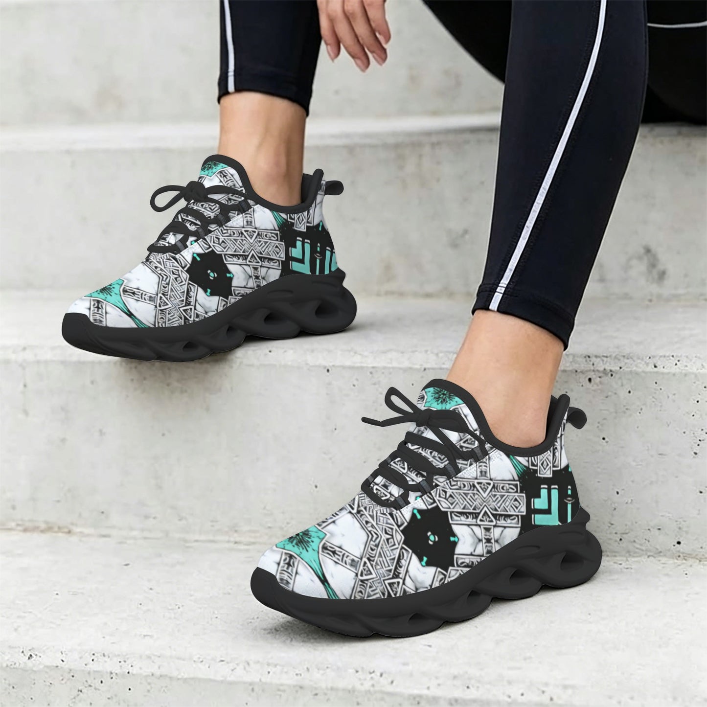 Women's Kaleidoscope Geo Pattern All Over Print Twisted Sole Sneakers