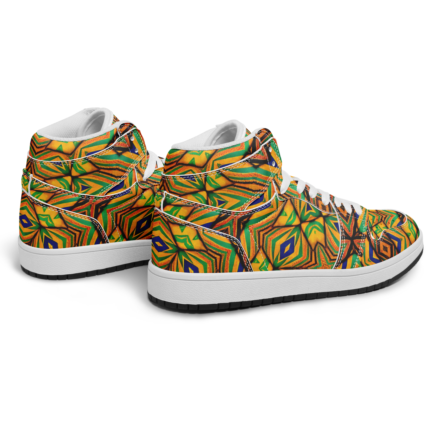 Men's Bold African Kente Inspired Pattern All-Over Print Motion High Top Shoes