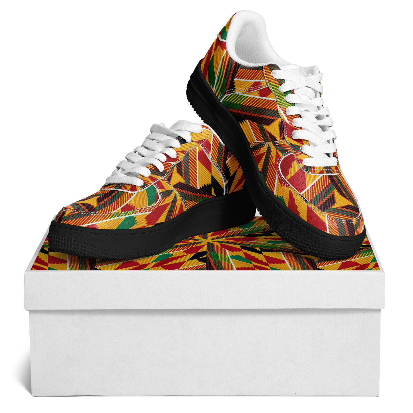Men's Vibrant African Kente Geometric All-Over Print Core Low Shoes