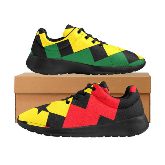 Women's Ghana Flag & Black Star Pattern All-Over Print Athletic Shoes