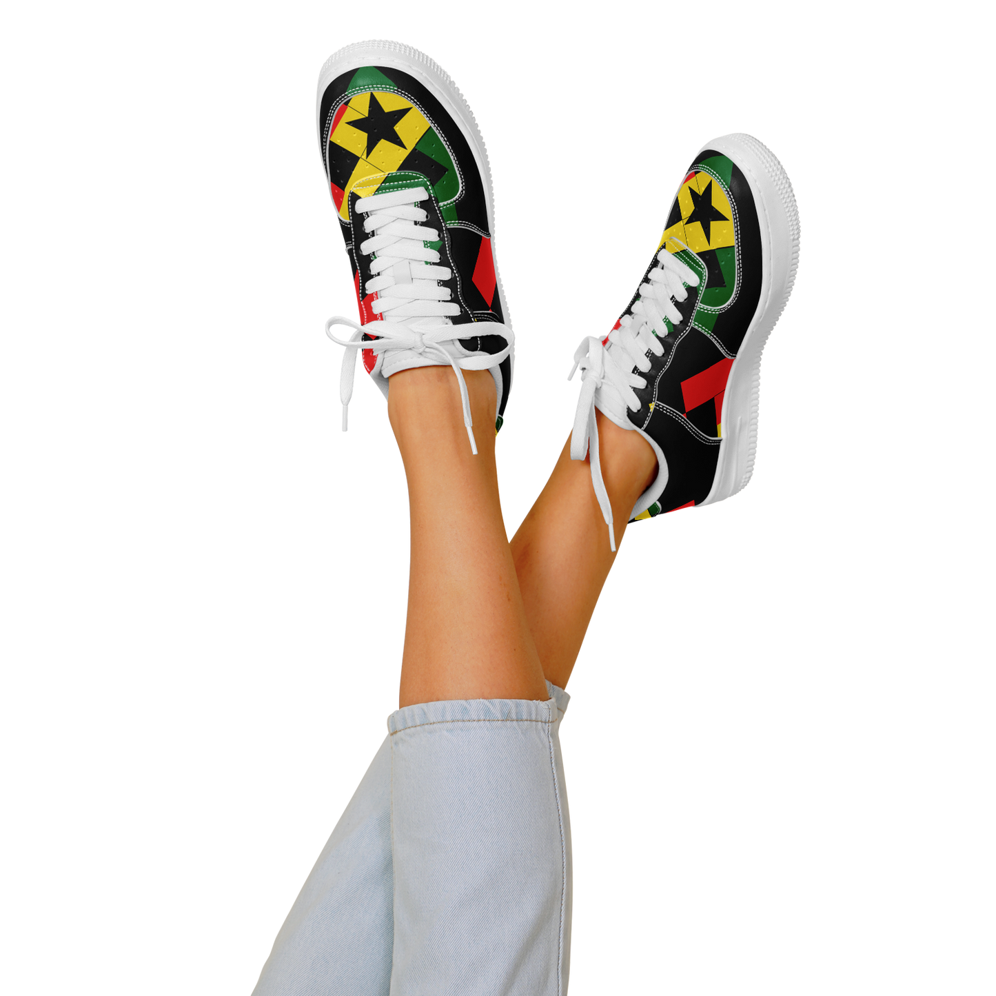 Women's Red Yellow Green and Black Stars Core Low Shoes