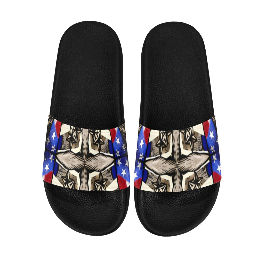 Men's Patriotic Star Kaleidoscope Pattern All-Over Print Slide Sandals (Model 057)