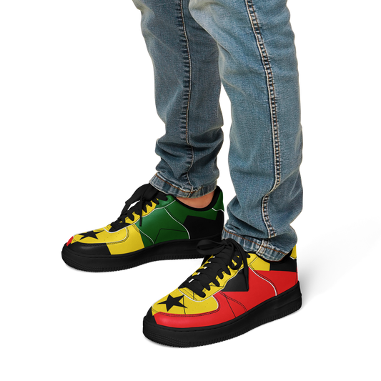 Men's Red Yellow Green and Black Stars Pattern All Over Print Urban Peak High Top Shoes
