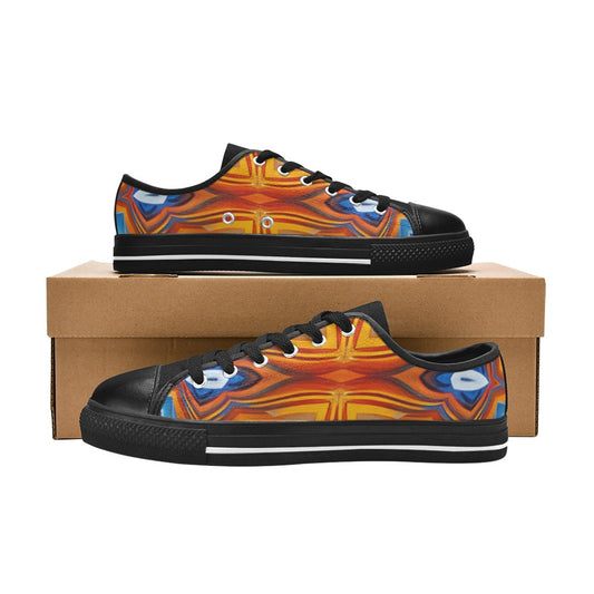 Women' Abstract Flame Kaleidoscope Pattern All Over Print Low Top Canvas Shoes