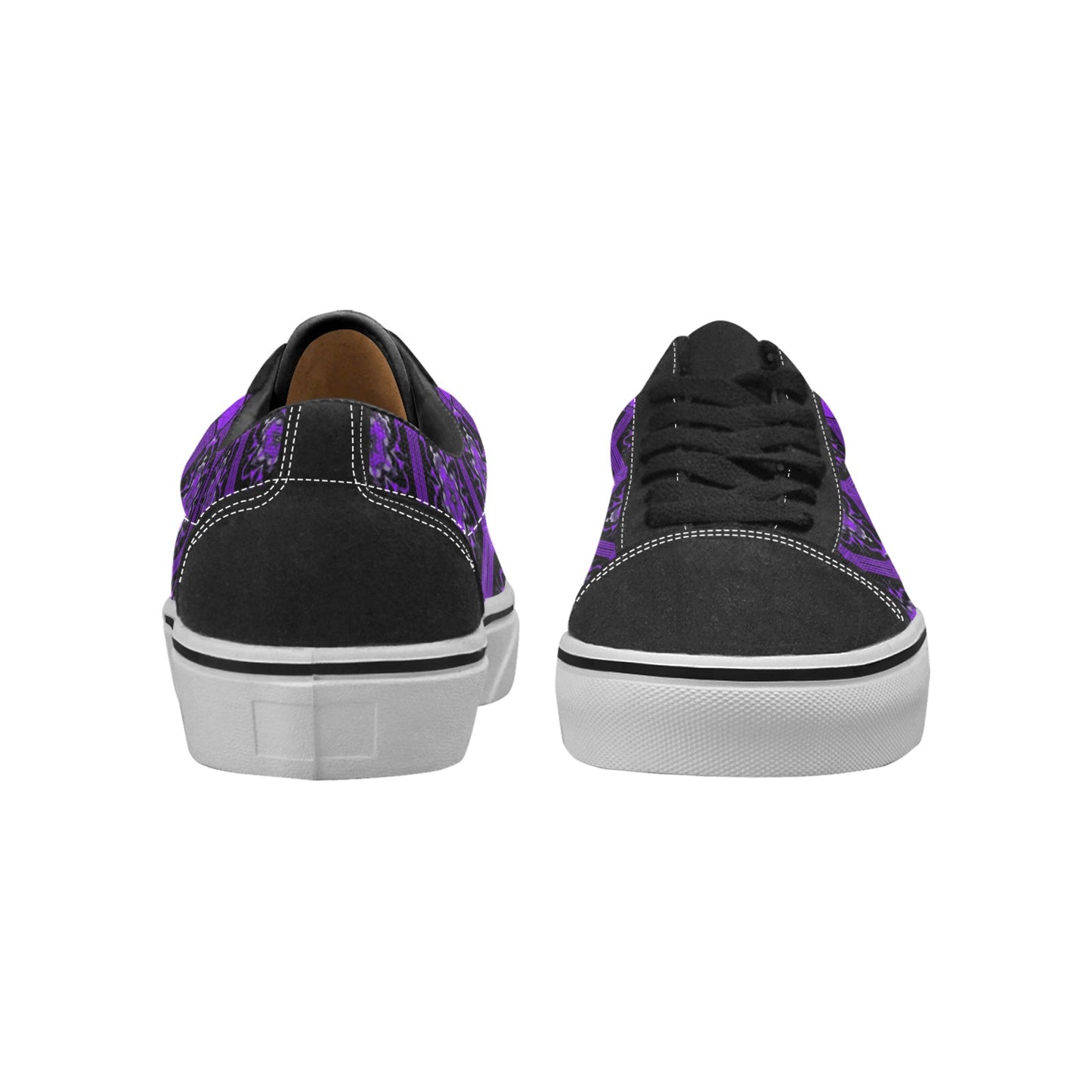 Women's Purple Gothic Mandala Low Top Skateboarding Shoes.