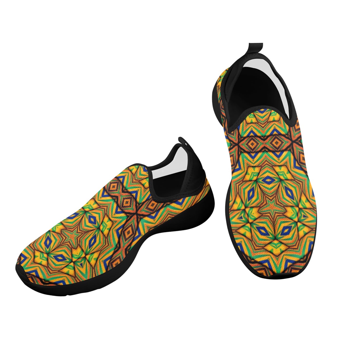 Women's Kaleidoscope Geo Pattern Fly Weave Drop-in Heel Sneakers