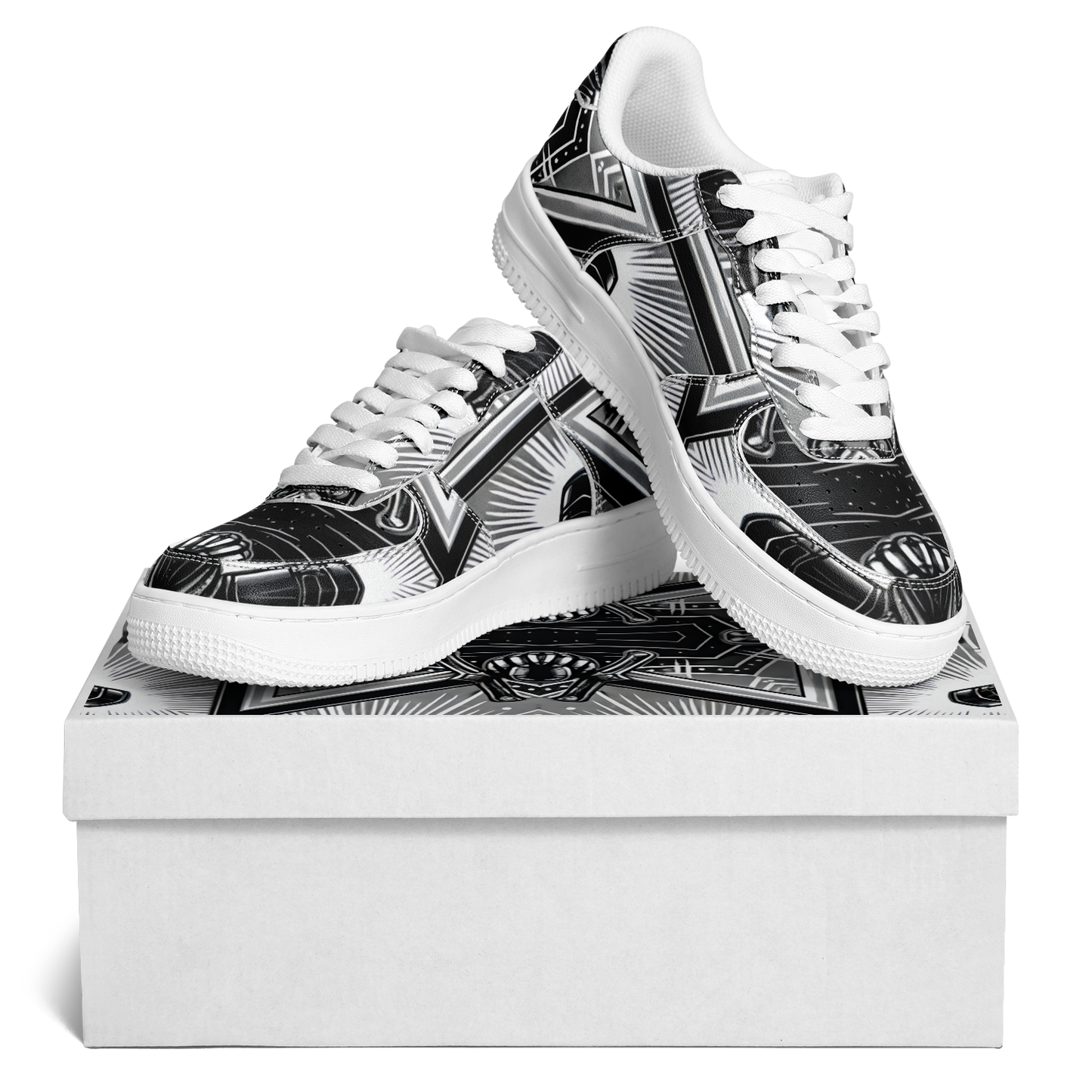 Men' Monochrome Gothic Kaleidoscope Pattern All Over Print Core Low Shoes