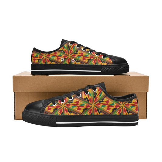 Men's Vibrant African Kente Geometric Pattern All-Over Print Low Top Canvas Shoes