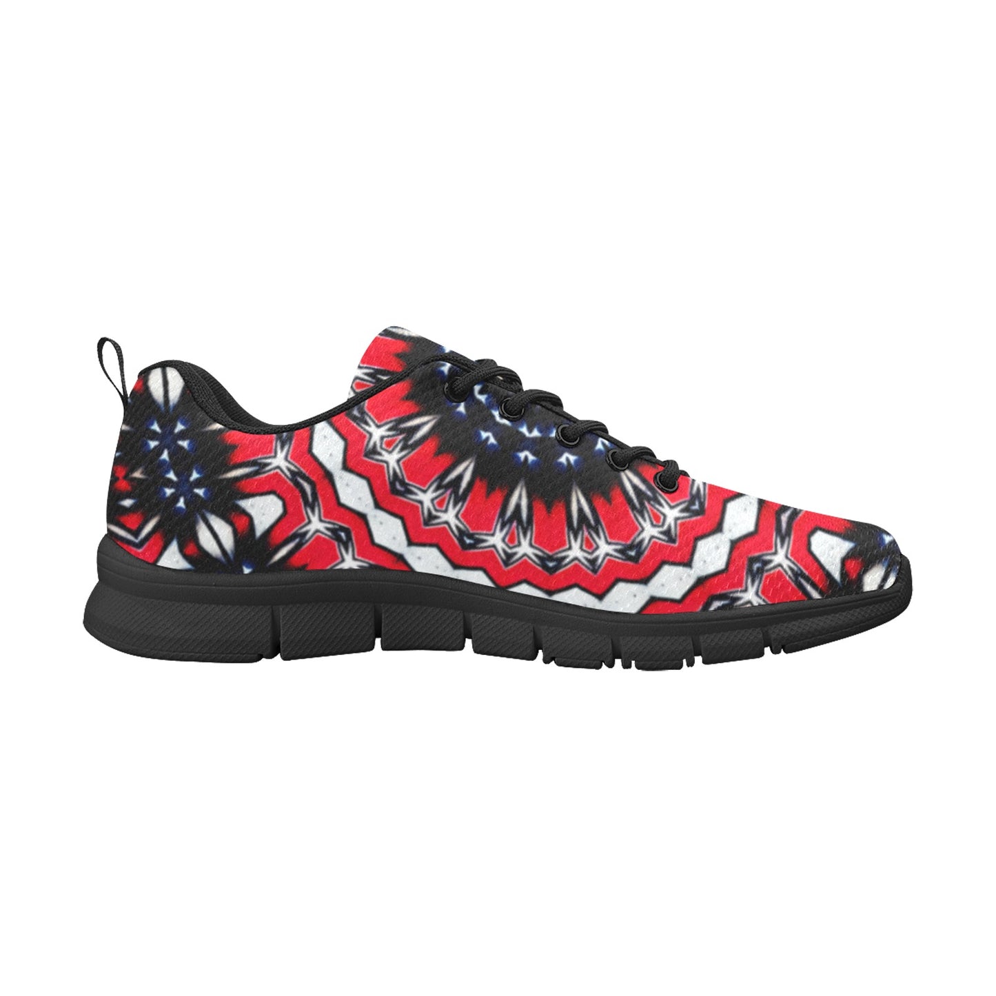 Women's Red, Black & White Psychedelic Pattern All-Over Print Breathable Running Shoes