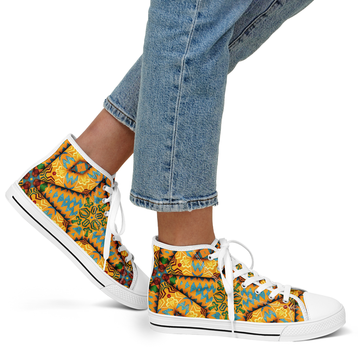 Women's Golden Geometric Mosaic Pattern Urban Peak High Top Shoes
