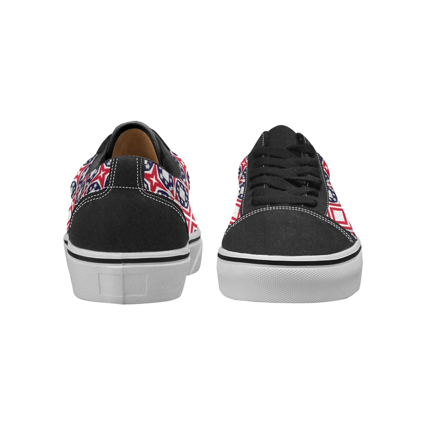 Men's Patriotic Red White Blue Geometric Low Top Skateboarding Shoes