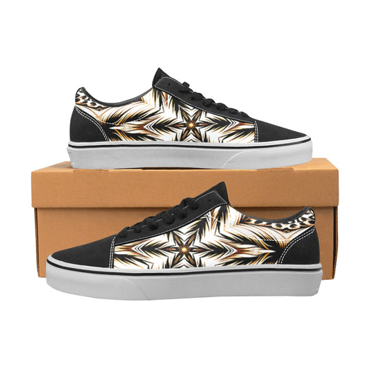 Women's Golden Baroque Pattern All-Over Print Low Top Skateboarding Shoes