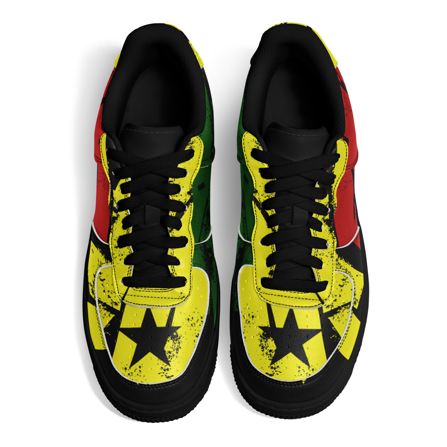 Women's Red Yellow Green and Black Stars Pattern All Over Print Urban Peak High Top Shoes