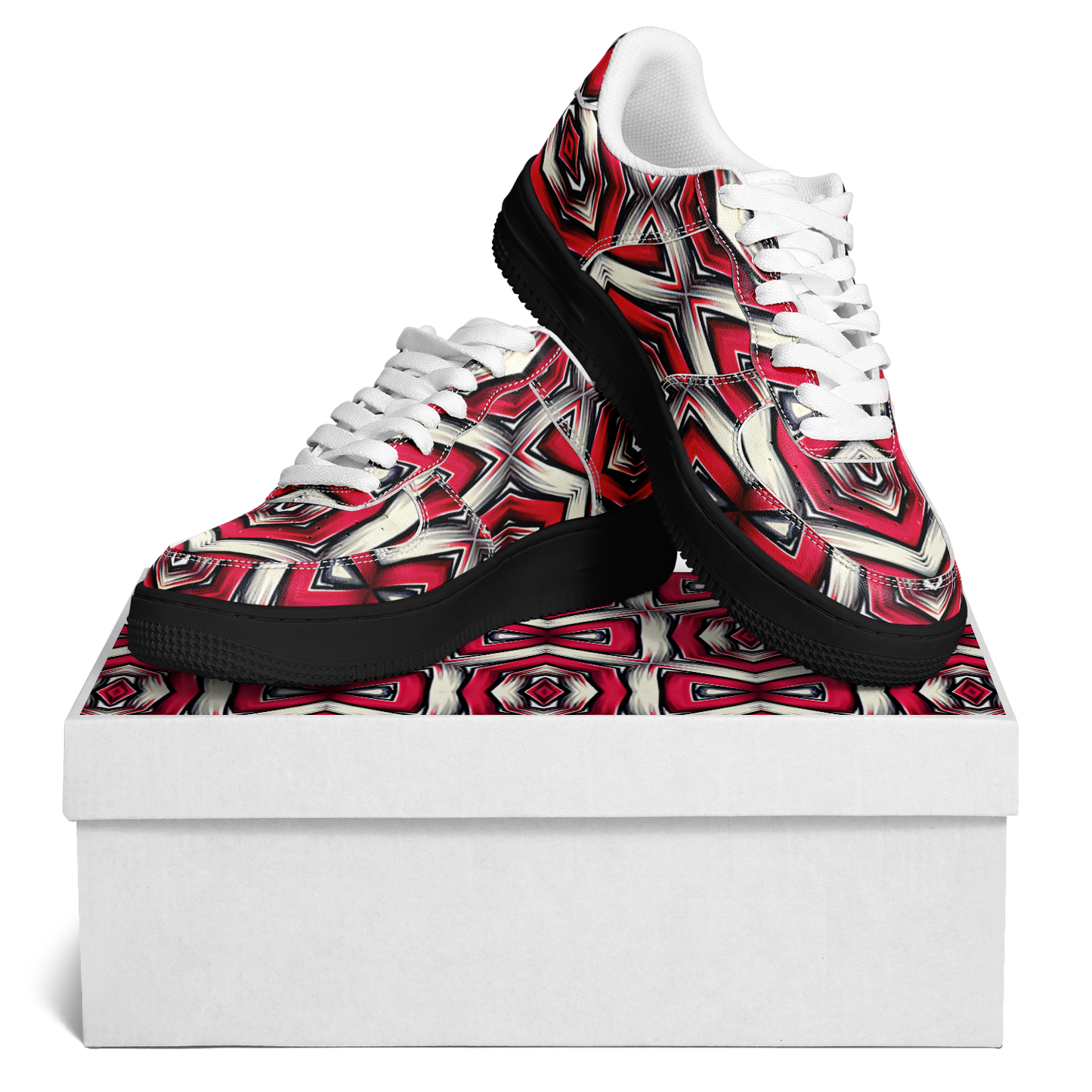 Men's Red Geometric Kaleidoscope Core Low Shoes