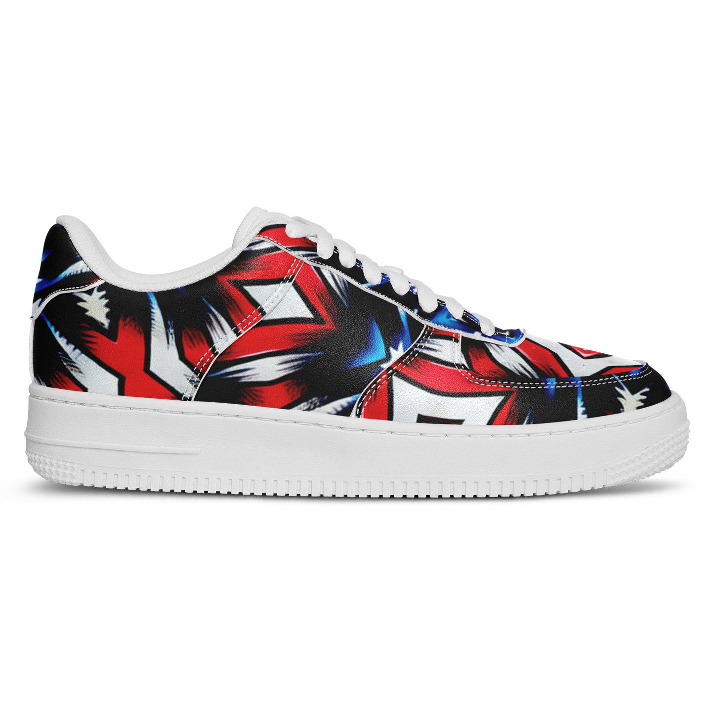 Men's Red White Blue Geometric Pattern All-Over Print Core Low Shoes