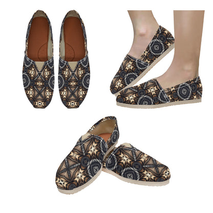 Women's Geometric Kaleidoscope Brown Pattern All Over Print  Classic Canvas Slip-On