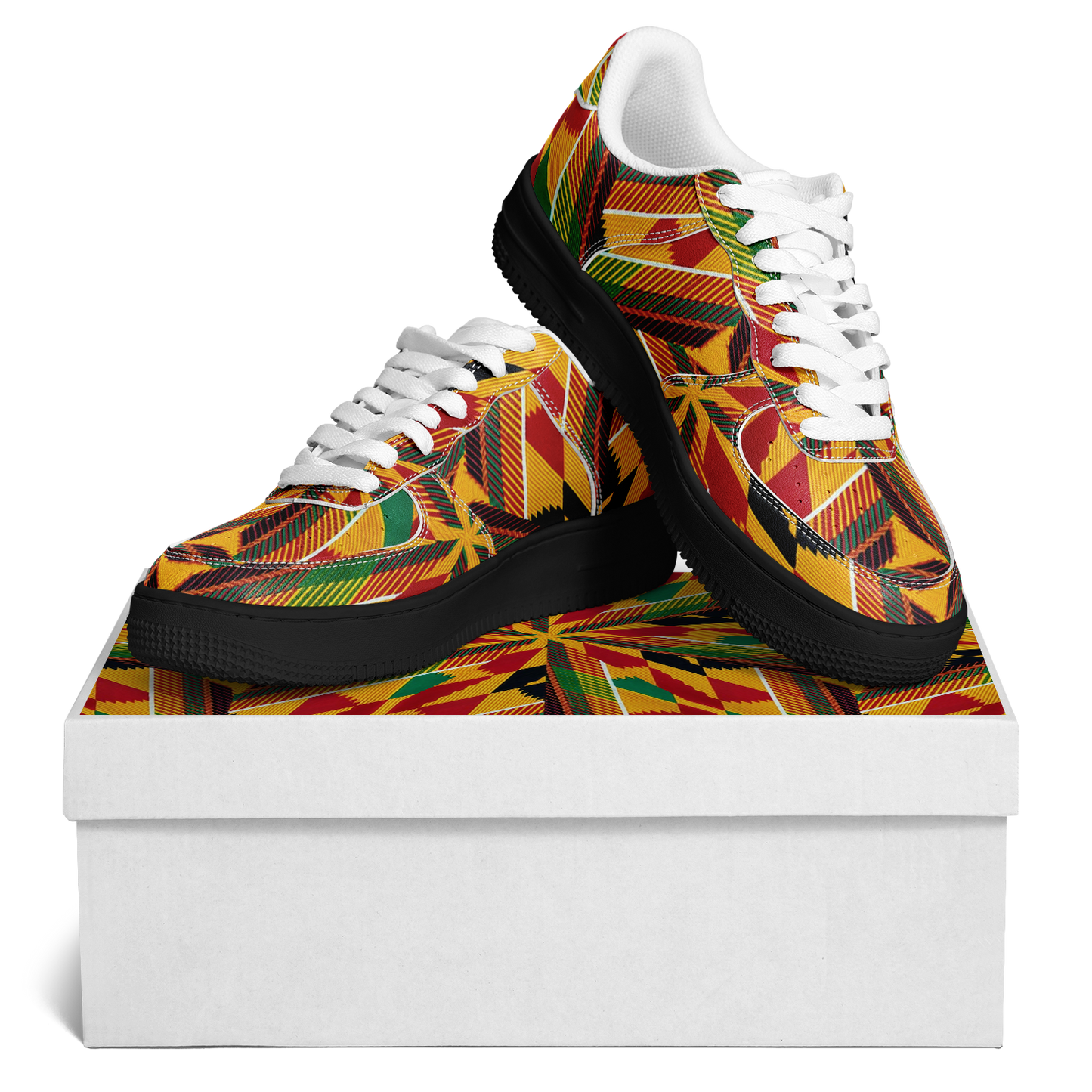 Men's Vibrant African Kente Geometric All-Over Print Core Low Shoes