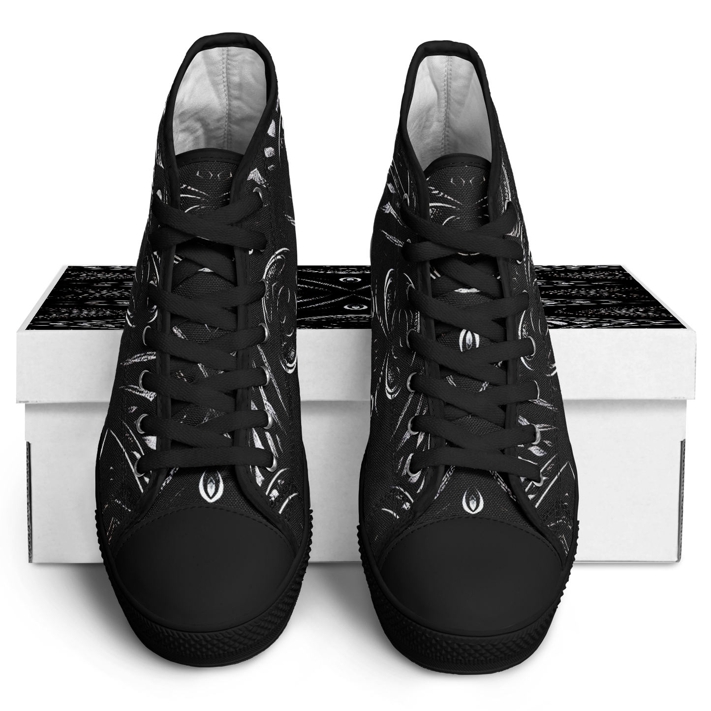 Women's Black & White Geometric All-Over Print Urban Peak High Top Shoes