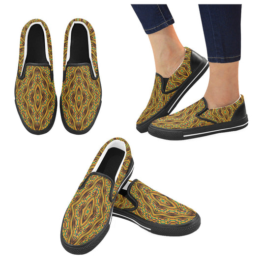 Men's Bold African Kente Inspired Pattern Men's Slip-on Canvas Shoes