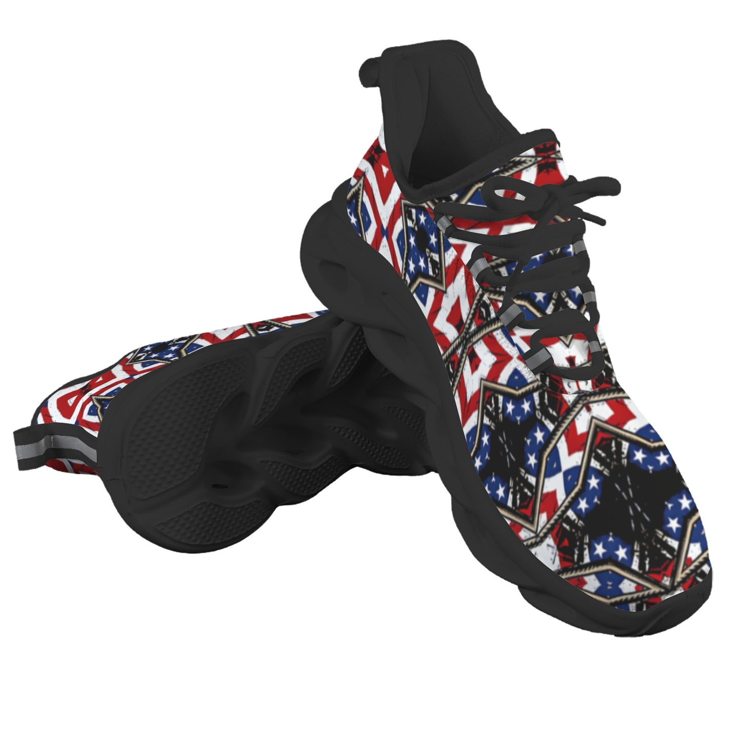 Men's Patriotic Star Kaleidoscope Pattern All-Over Print Twisted Sole Sneakers