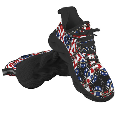 Men's Patriotic Star Kaleidoscope Pattern All-Over Print Twisted Sole Sneakers