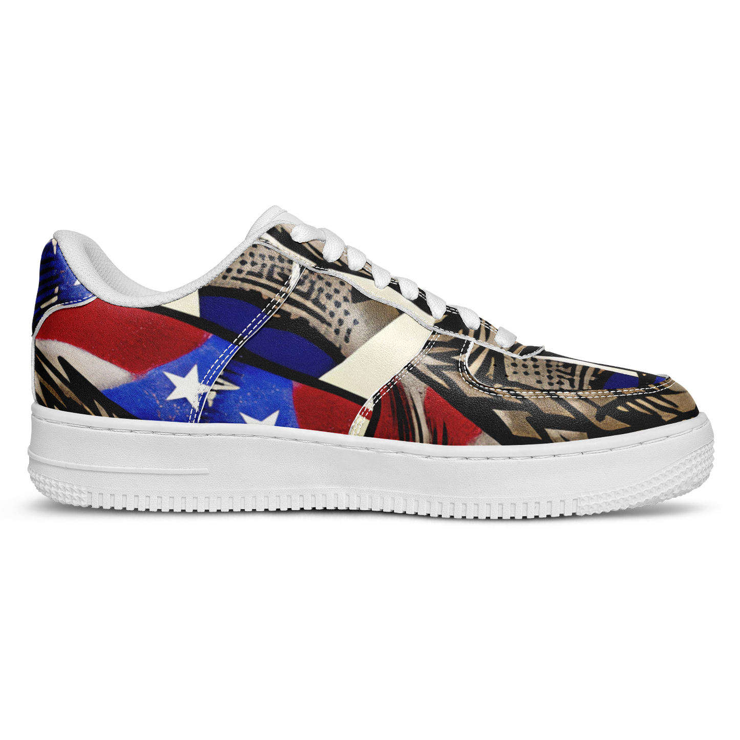 Men's Patriotic Star Kaleidoscope Pattern All-Over Print Core Low Shoes