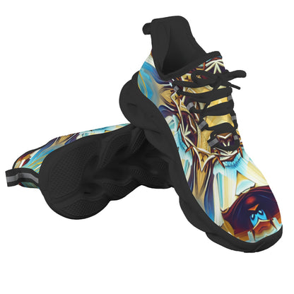 Men's Abstract Teal & Gold Pattern All Over Print Men's All Over Print Twisted Sole Sneakers