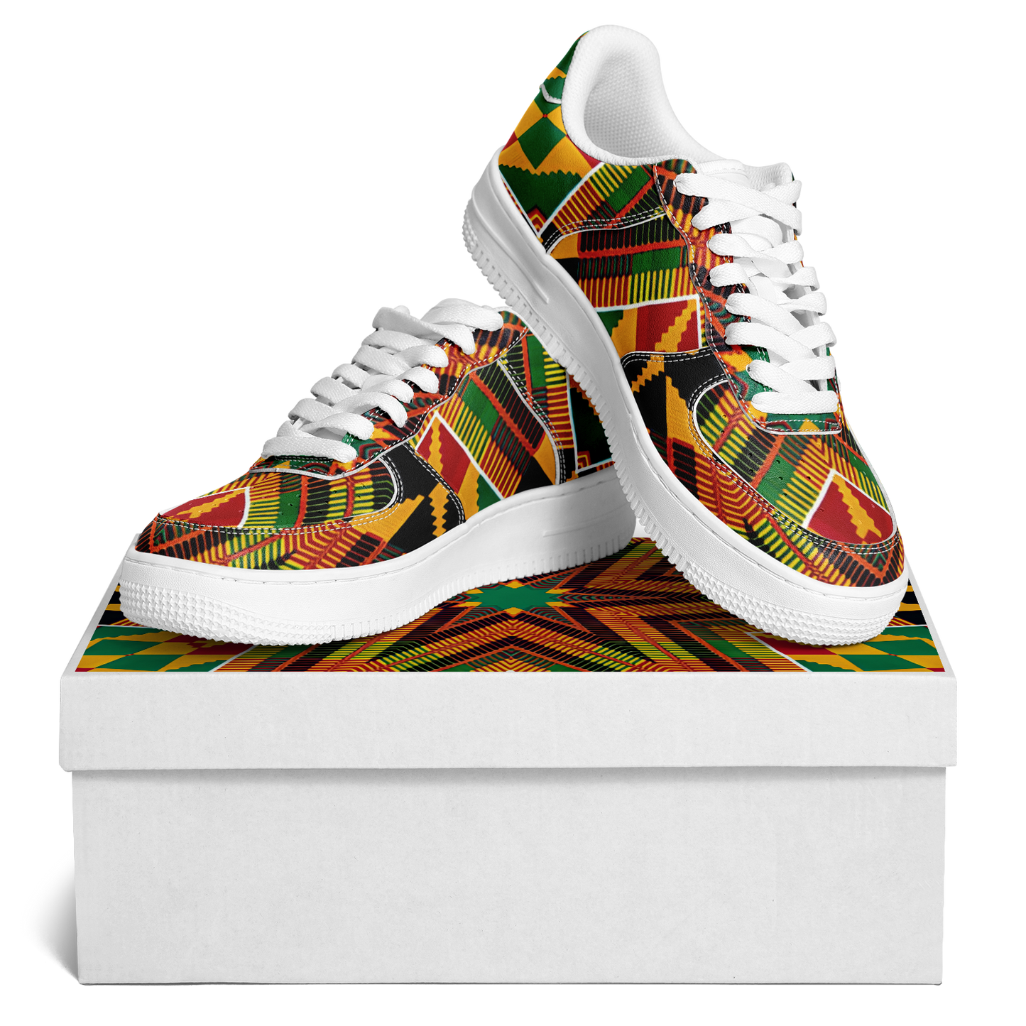 Men's Vibrant African Kente Geometric Pattern All-Over Print  Core Low Shoes