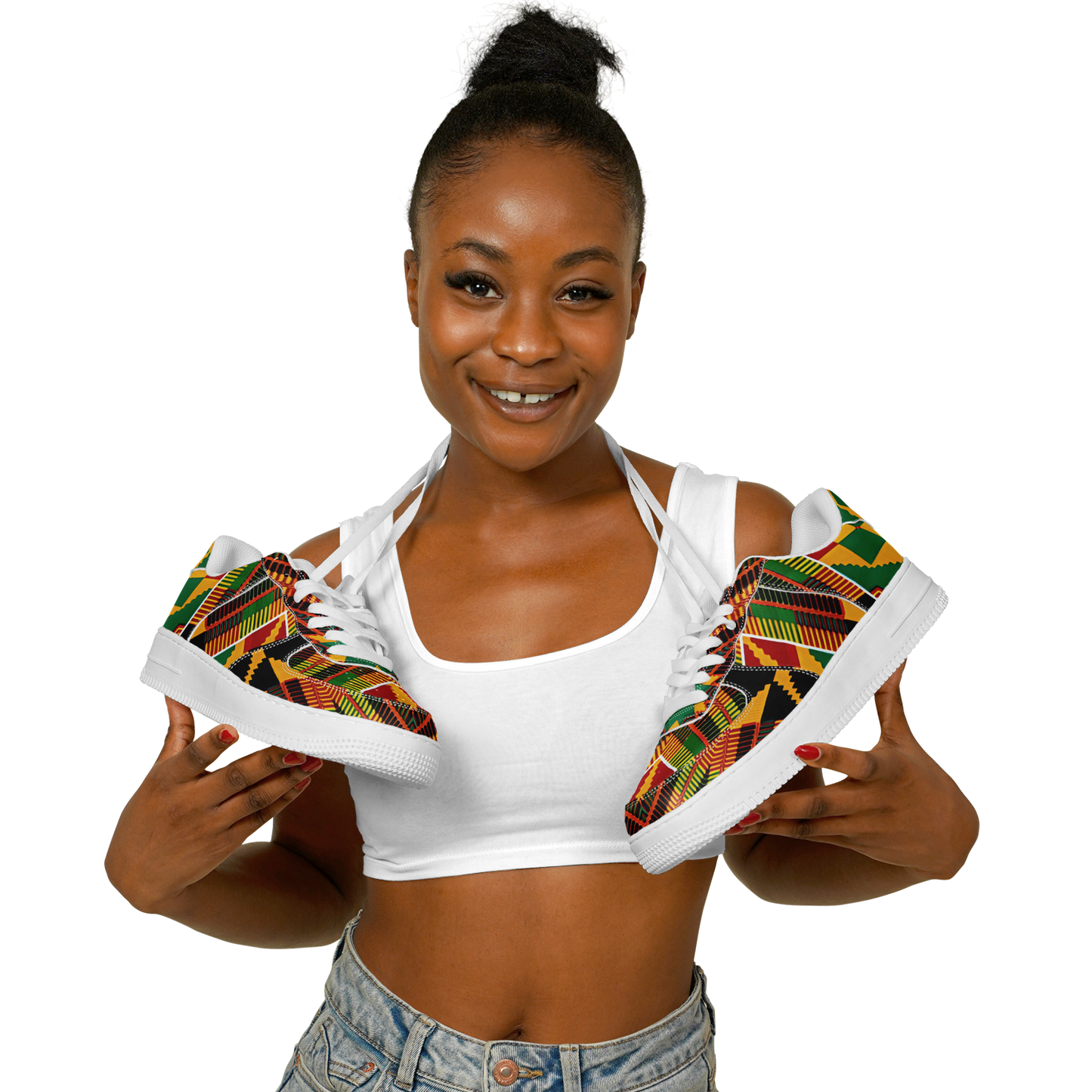 Women's  Vibrant African Kente Geometric All-Over Print Core Low Shoes