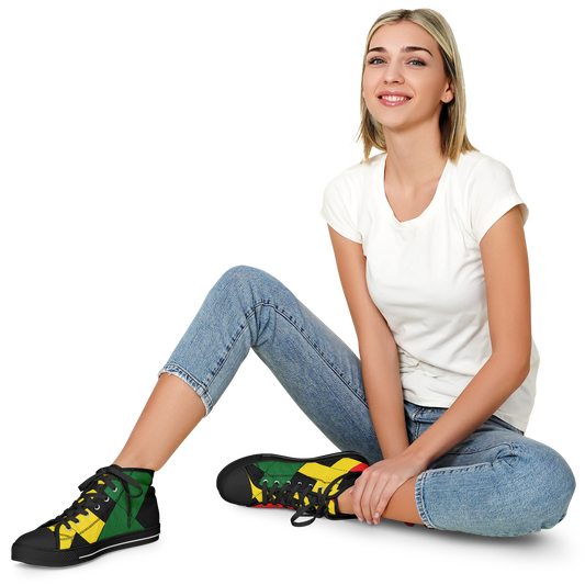 Women's Red Yellow Green and Black Stars Urban Peak High Top Shoes