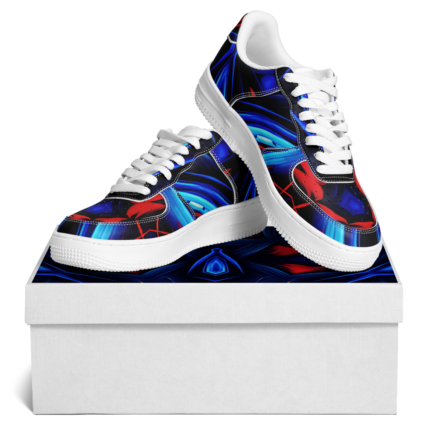 Women's Blue & Red Kaleidoscope Pattern All Over Print Core Low Shoes
