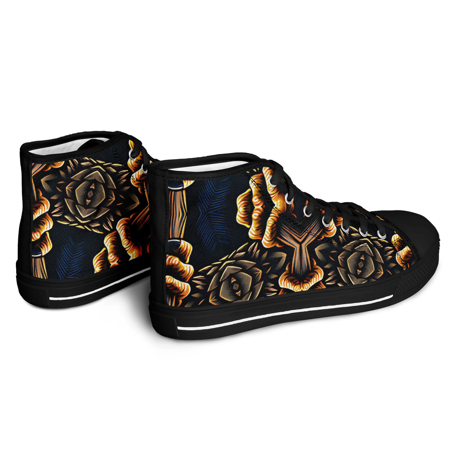 Men's Geometric Gold & Black Pattern Urban Peak High Top Shoes
