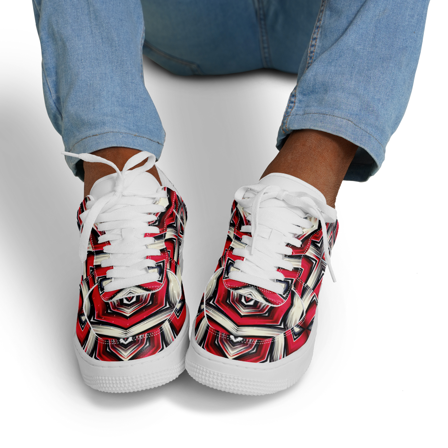Men's Red Geometric Kaleidoscope pattern Core Low Shoes