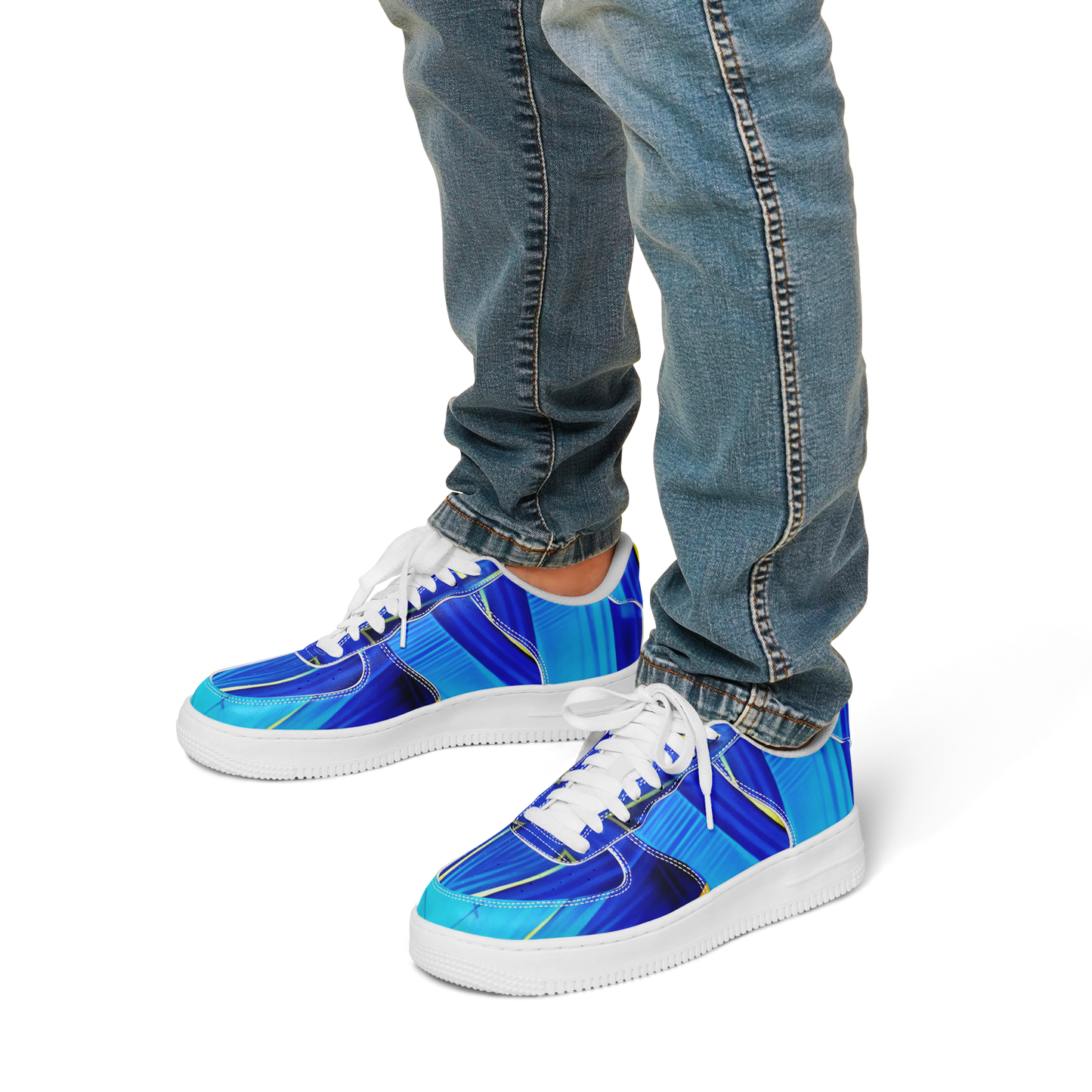 Men's Vibrant Blue Geometric Pattern All-Over Print Core Low Shoes