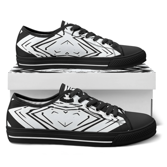 Women's Black & White Kaleidoscope Pattern All Over Print Urban Peak Low Shoes