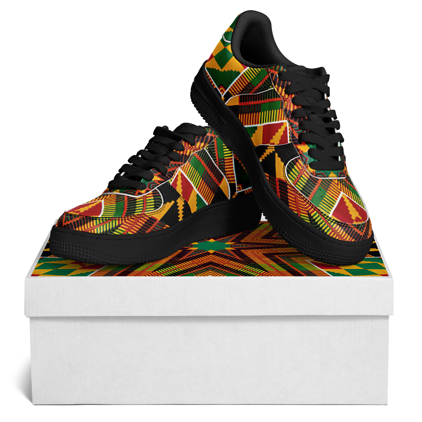 Men's Vibrant African Kente Geometric Pattern All-Over Print  Core Low Shoes