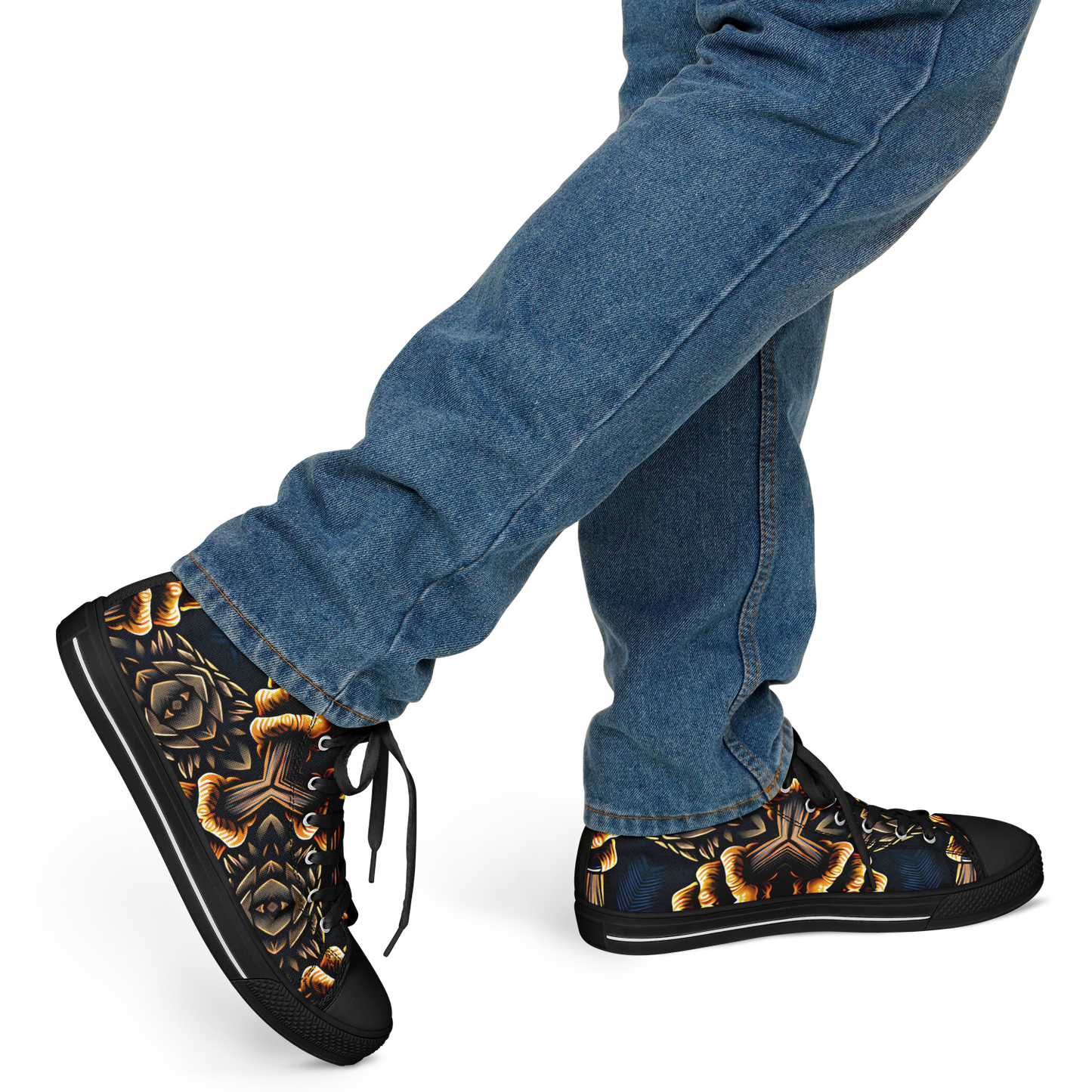 Men's Geometric Gold & Black Pattern Urban Peak High Top Shoes