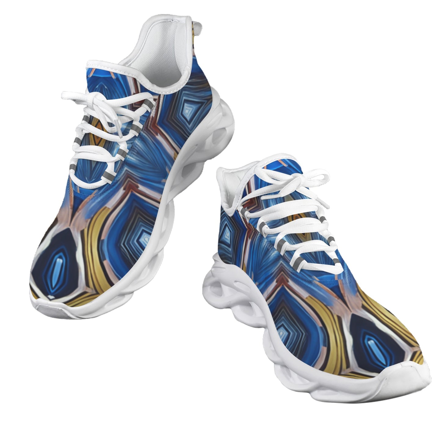 Women's Abstract Blue Geode Kaleidoscope Pattern All Over Print Twisted Sole Sneakers
