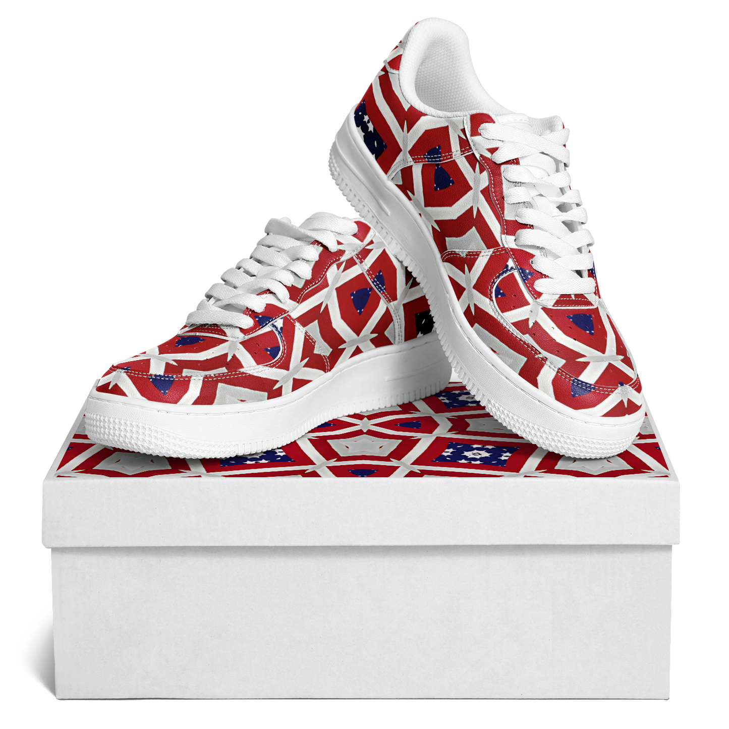 Women's Red Geometric Kaleidoscope Core Low Shoes