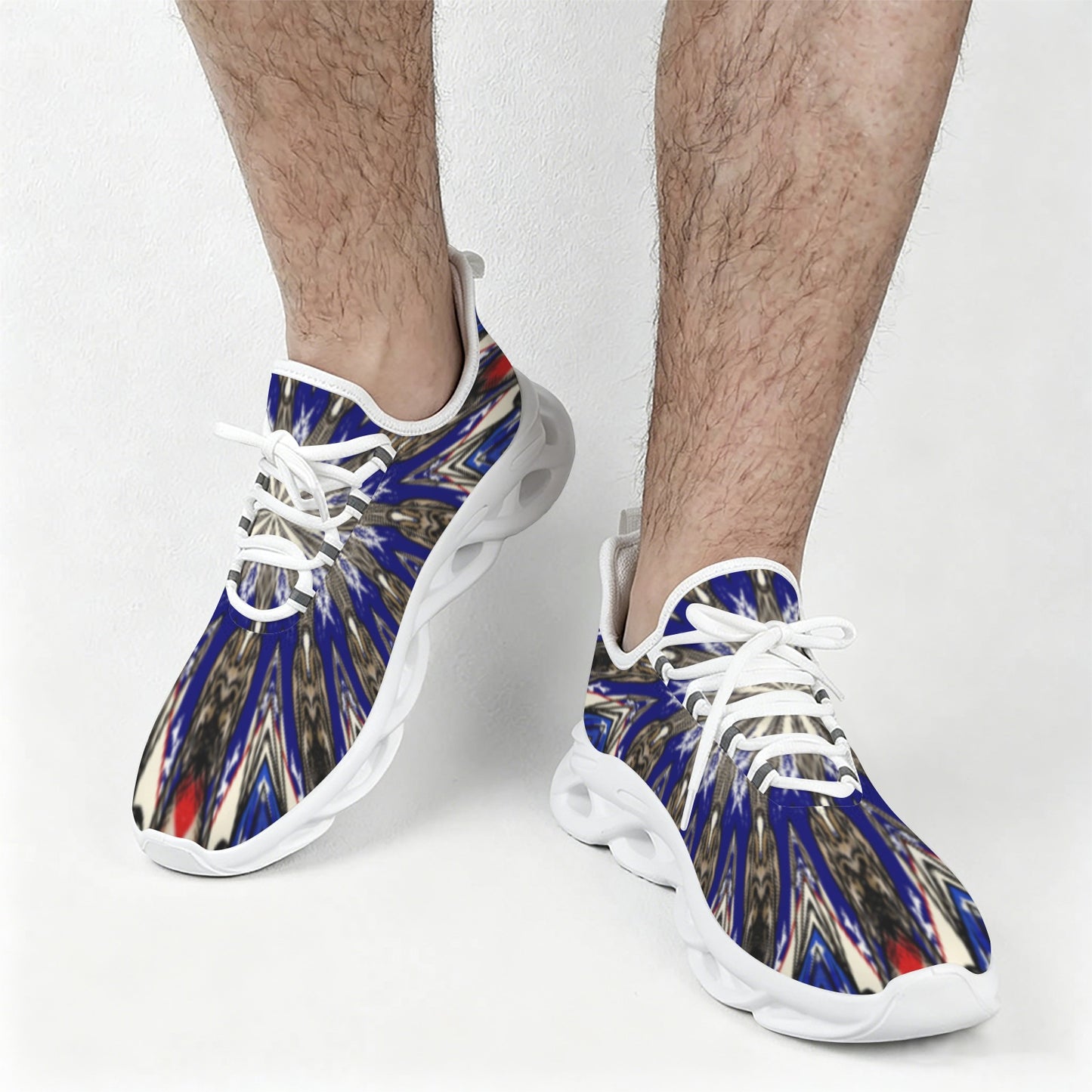 Men's Starburst Patriotic Colors Pattern All-Over-Print Twisted Sole Sneakers