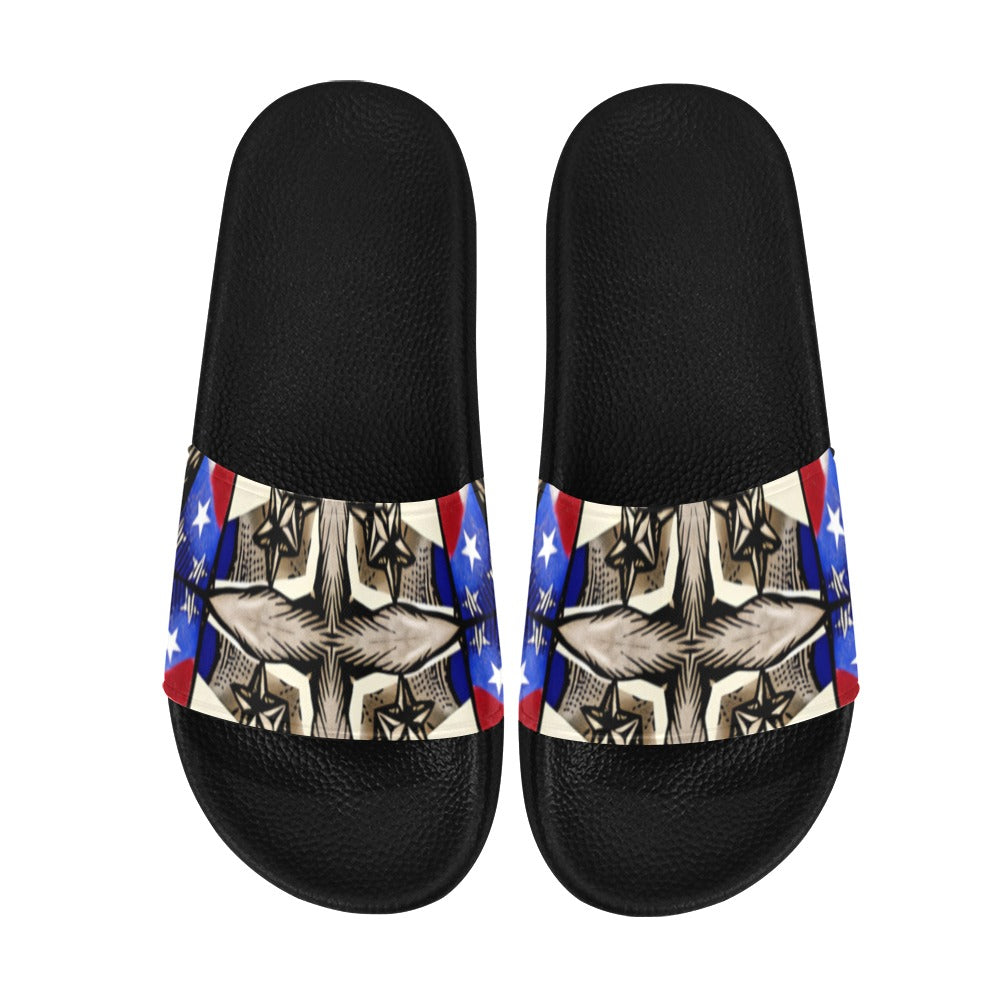 Women's Patriotic Star Kaleidoscope Pattern All-Over Print Slide Sandals